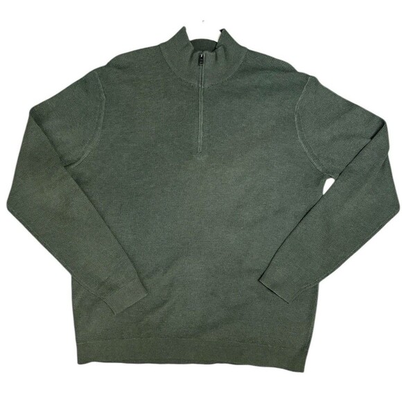 MNG By Mango Thermal 1/4 Zip Long Sleeve Shirt Men's Size Large Green Mock Neck - Picture 6 of 10